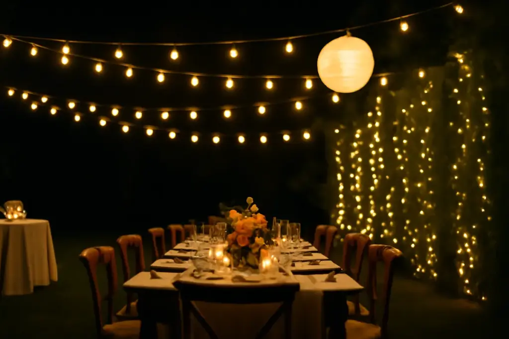 Allestimenti luminosi per feste serali: come ottenere un effetto wow con piccoli accorgimenti