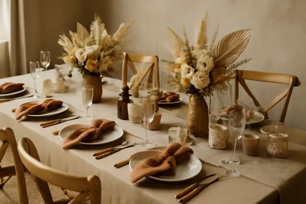 Mise en place in stile boho per eventi privati: dettagli che trasformano anche la sala più semplice